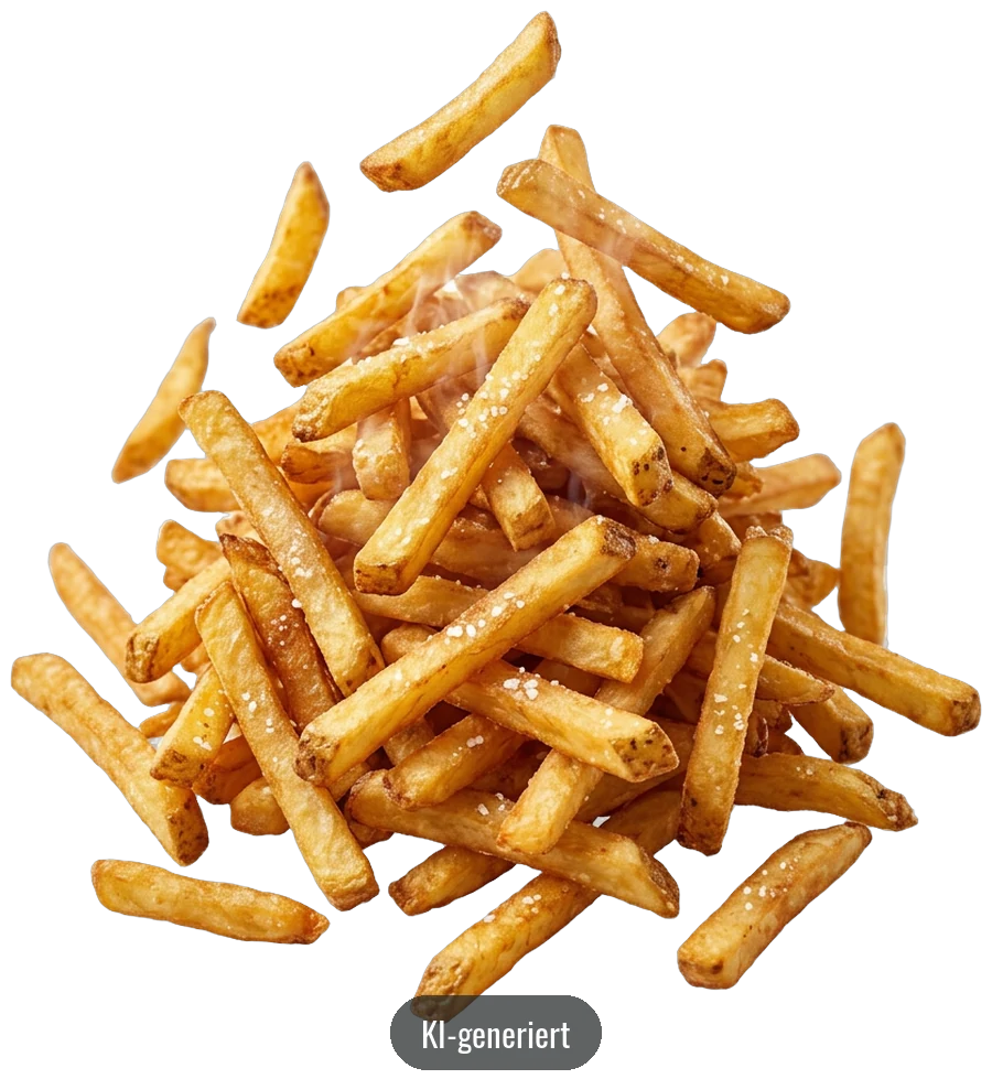 KI-generiertes Bild: Portion goldbraune Pommes frites